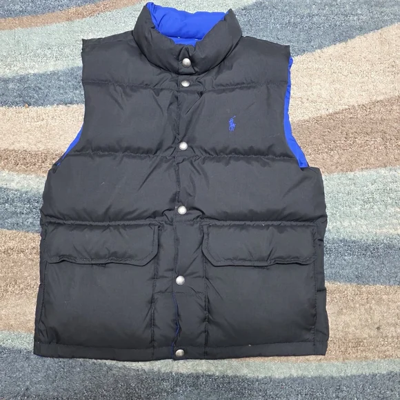 Polo Ralph Lauren Boys Reversible Puffer Vest Blue/Black Size L (12–14) - Picture 6 of 12